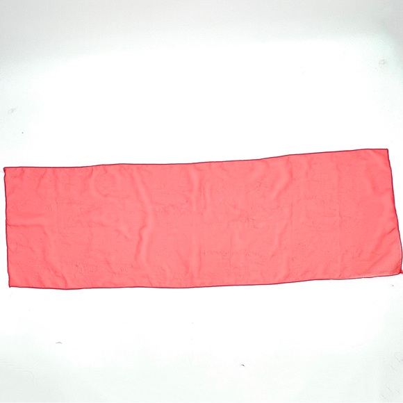 Vintage 1950s Red Chiffon Rectangular Head Scarf - Picture 3 of 4